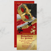 Invitation "Invitation Style Billet", "Anniversaire, femme de (Devant / Derrière)