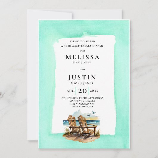 Invitation InvitationAnniversaire de mariage simpliste plage (Devant)