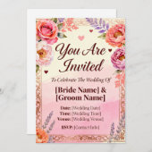 Invitation InvitationInvitation de mariage florale romantique (Devant / Derrière)