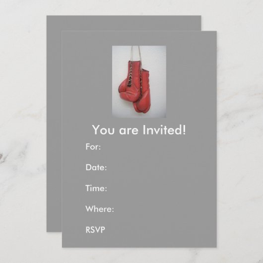 Invitation Invitations, gants de boxe (Devant / Derrière)