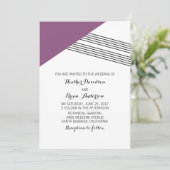 Invitation Invite de mariage de bande géométrique violet (Debout devant)