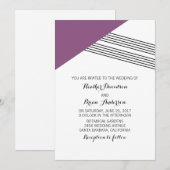 Invitation Invite de mariage de bande géométrique violet (Devant / Derrière)