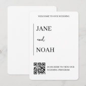 Invitation Invite de mariage esthétique minimale avec code QR (Devant / Derrière)
