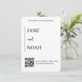 Invitation Invite de mariage esthétique minimale avec code QR (Debout devant)