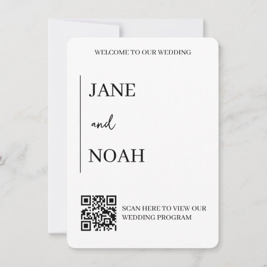 Invitation Invite de mariage esthétique minimale avec code QR (Devant)