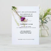 Invitation Invite de mariage floral pourpre - Design de l'oei (Debout devant)