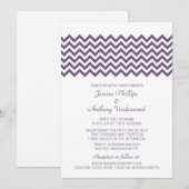 Invitation Invite de mariage Purple Simple Chevron (Devant / Derrière)