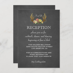 Invitation Invite de mariage   RÉCEPTION Florale Antlers Chal