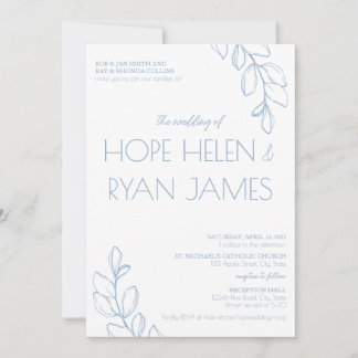 Invitation Invite de mariage simple bleu clair
