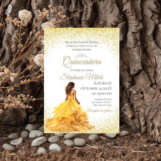 Invitation Invité de Quinceanera Jaune