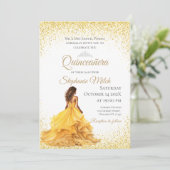 Invitation Invité de Quinceanera Jaune (Debout devant)