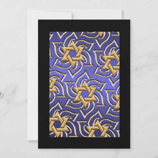 Invitation Invite Mitzvah Gold Star of David Blue (Devant)