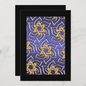 Invitation Invite Mitzvah Gold Star of David Blue (Devant / Derrière)