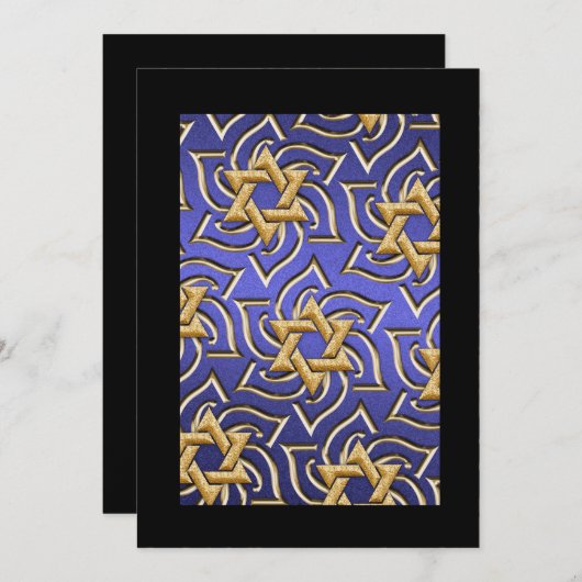 Invitation Invite Mitzvah Gold Star of David Blue (Devant / Derrière)