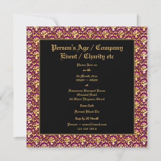 Invitation Invite plat elegant party customizable (Dos)