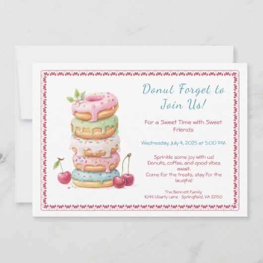 Invitation Invite to a Sweet Donut Party Colorful Celebration (Devant)