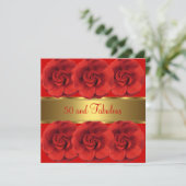 Invitation Inviter Fleurs Rouges Or 50 et Fabuleux (Debout devant)