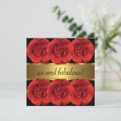 Invitation Inviter Fleurs Rouges Or Noir Incroyable 40ème (Debout devant)