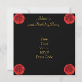 Invitation Inviter Fleurs Rouges Or Noir Incroyable 40ème (Dos)