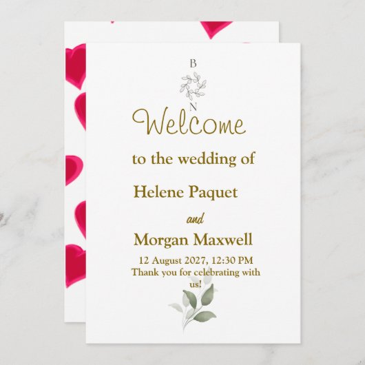 Invitation inviter le mariage (Devant / Derrière)