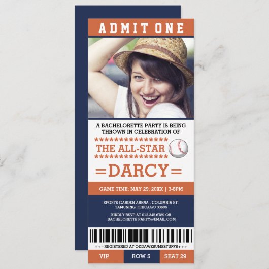 Invitation Invites de baseball (Devant / Derrière)