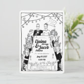 Invitation Invités de mariage illustrés (Debout devant)