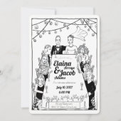 Invitation Invités de mariage illustrés (Devant)