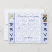 Invitation Invités d'invitation bleus de mariage de nounours (Dos)