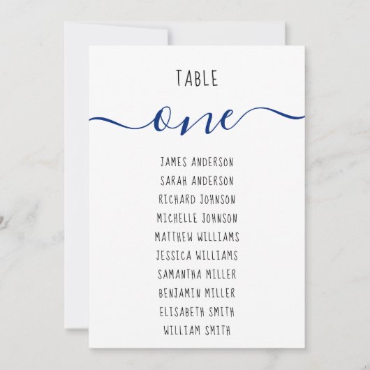 Invitation Invités Noms & Blue Script 5x7 Panneau de siège de (Devant)