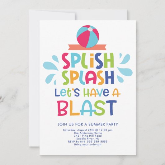 Invitation Invitons Une Fête De Blast Pool (Devant)