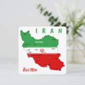 Invitation Iran Map with Flag and Emblem (Debout devant)