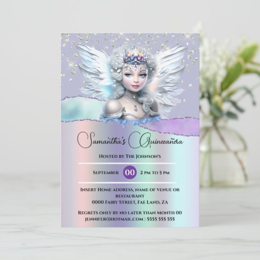 Invitation Iridescendance fée enchantée parties scintillant Q (Debout devant)