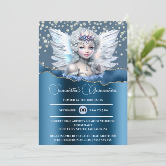 Invitation Iridescendance fée enchantée parties scintillant Q (Debout devant)