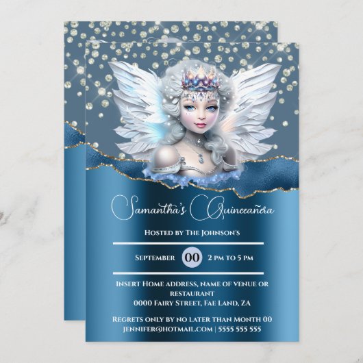 Invitation Iridescendance fée enchantée parties scintillant Q (Devant / Derrière)
