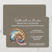Invitation Iridescent Conch Shell Minimalist wedding (Devant / Derrière)