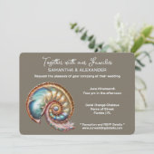 Invitation Iridescent Conch Shell Minimalist wedding (Debout devant)