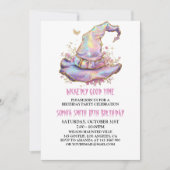 Invitation Iridescent Witch Hat Wickedly Good Time Birthday  (Devant)
