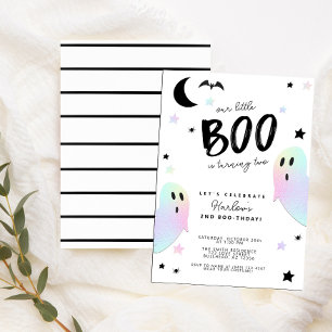 Invitation Iridescente Little Boo Ghost Halloween Anniversair