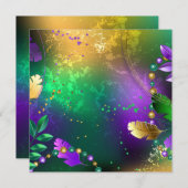 Invitation Iridescente mardi gras arrière - plan avec perles (Devant / Derrière)