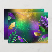 Invitation Iridescente mardi gras arrière - plan avec perles (Devant / Derrière)