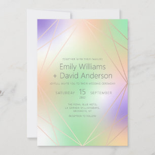 Invitation Iridescente Pastel Diamond Inspiré Rose Gold