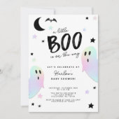 Invitation Iridescente Pastel Little Boo Halloween Baby showe (Devant)