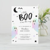Invitation Iridescente Pastel Little Boo Halloween Baby showe (Debout devant)