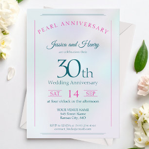 Invitation Iridescente Pearl 30e anniversaire du mariage