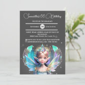 Invitation Iridescente princesse de fée brimmer ailes lunaire (Debout devant)