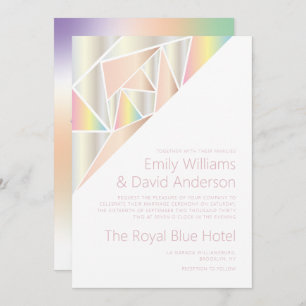Invitation Iridescente Silver Soft Pastel Diamond Mariage