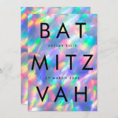 Invitation Iridescente Ultra Moderne bat mitzvah QR CODE RSVP (Devant / Derrière)
