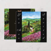 Invitation IRIS À TOSCANE,Champ de fleurs violet vert,Noir (Devant / Derrière)