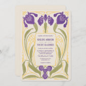 Invitation Iris Art Nouveau Mariage (Devant / Derrière)