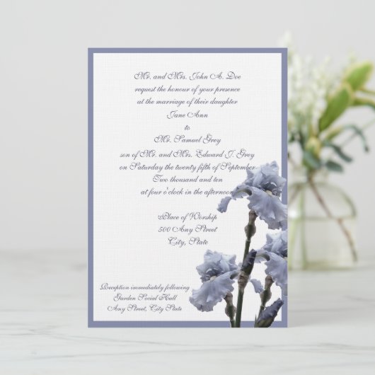 Invitation Iris Bouquet/ Bleu (Debout devant)